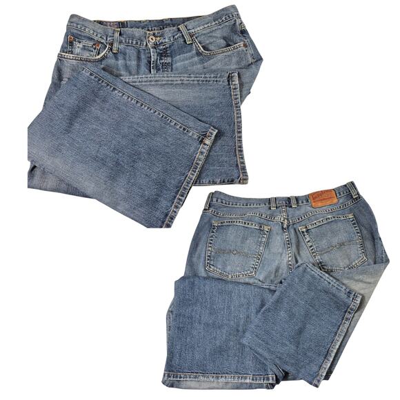 Lucky Brand USA Button Fly Easy Ride Bootcut Vintage Hi Rise Blue Jeans 34 x 32 - Picture 1 of 4
